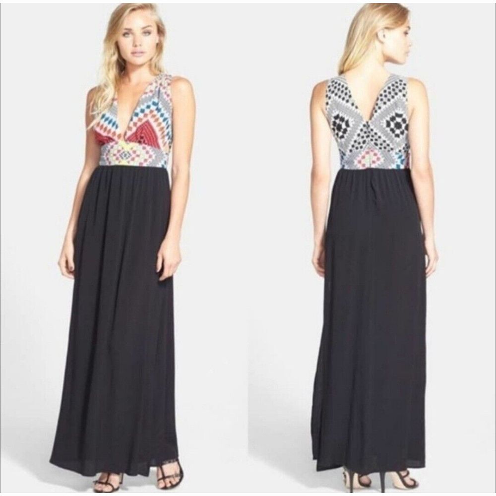 Like Mynded 122840 Emmett Womens Black Sleeveless Cocktail Maxi Dress Size Small